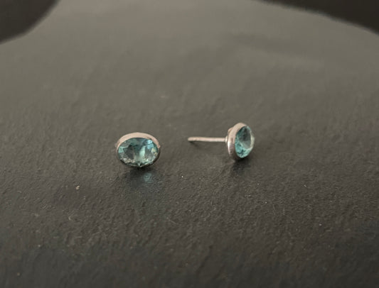 Oval Blue Topaz Studs image 1