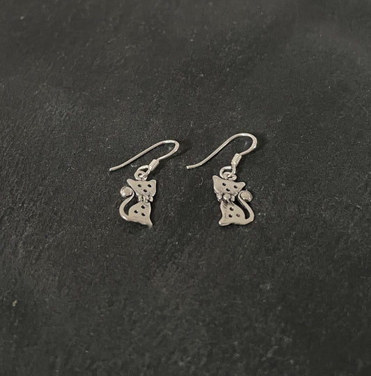 Silver Cat Earrings image 1