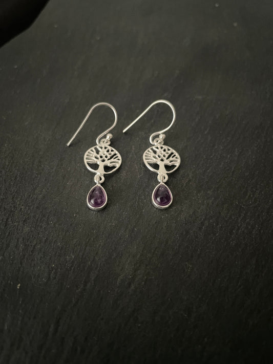 Amethyst Tree of Life Earrings image 1