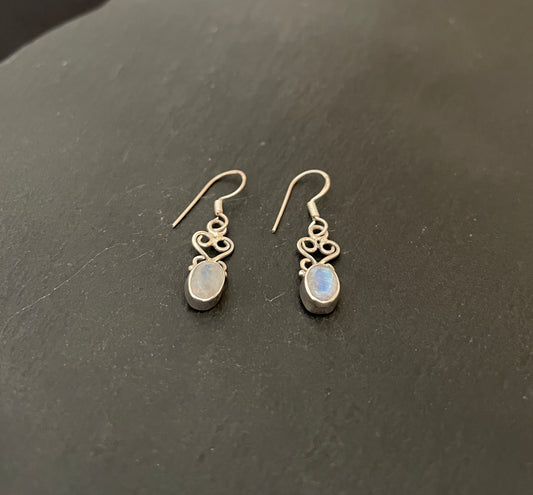 Oval Moonstone Drop Earrings image 1