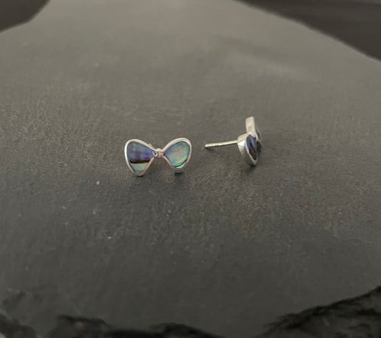 Paua Shell and Silver Bow Studs image 1