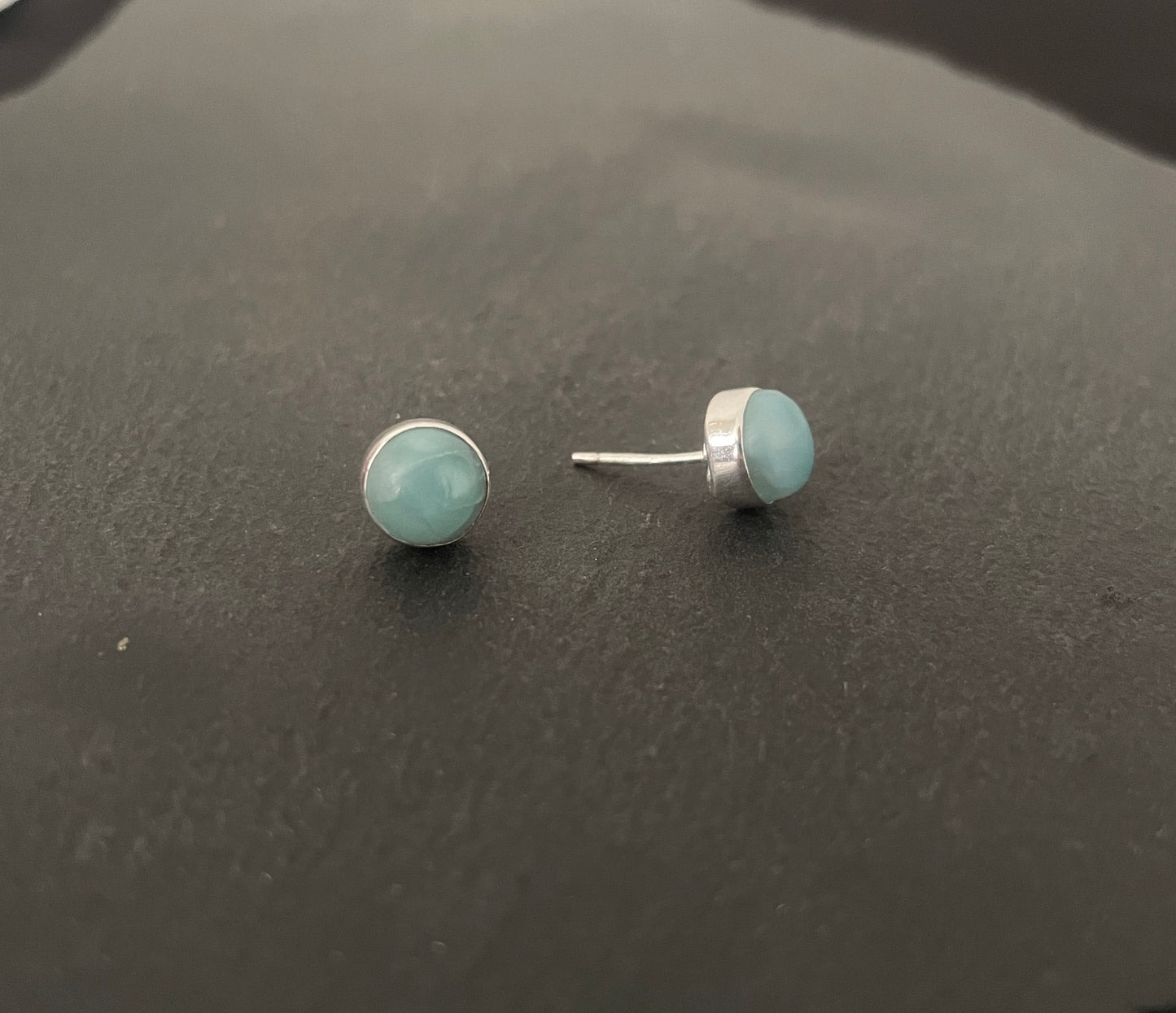 Round Larimar Studs image 1