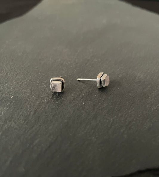 Rose Quartz Square Studs image 1