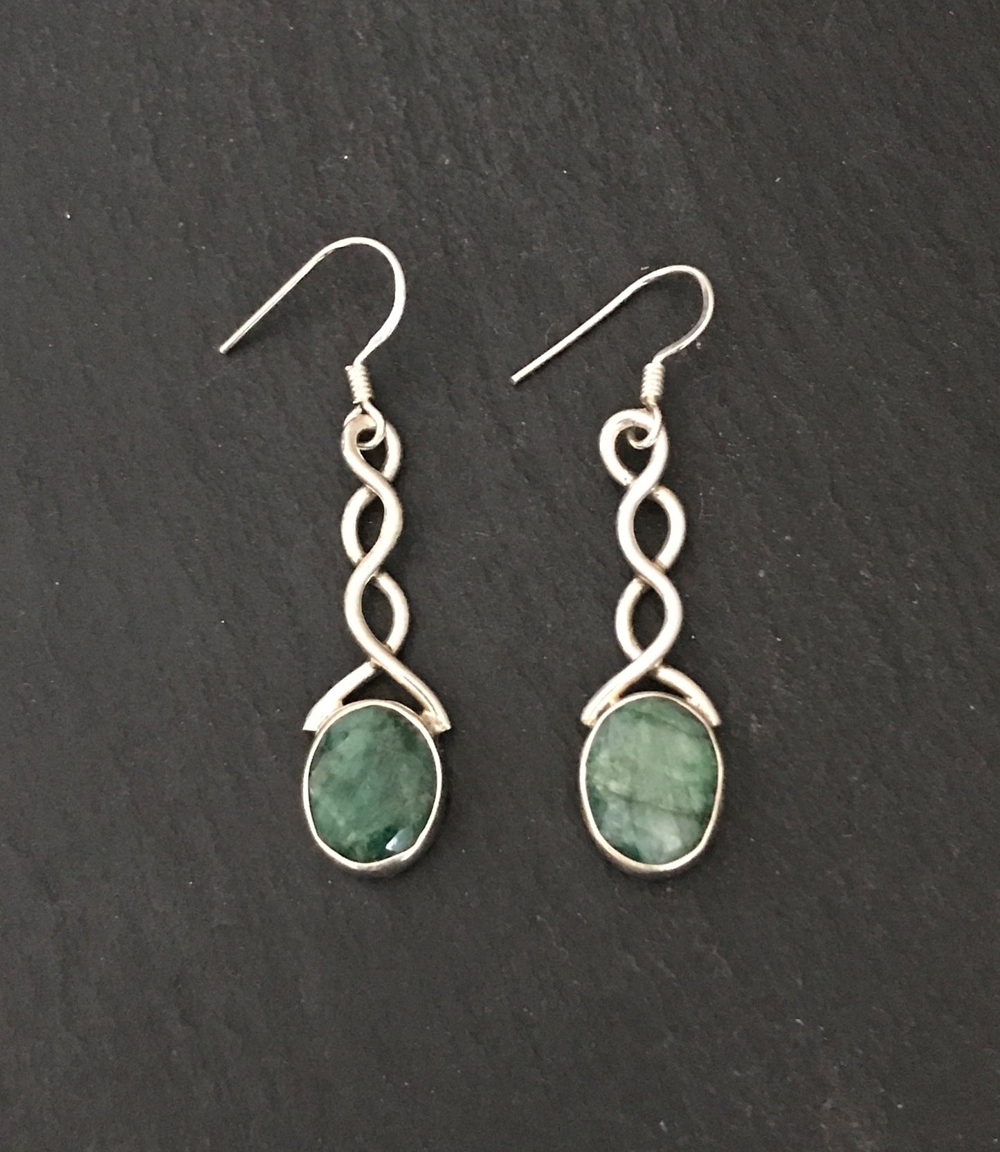 Emerald and Silver Earrings image 2