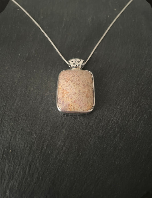 Fossiliferous Limestone Rectangle Pendant image 1