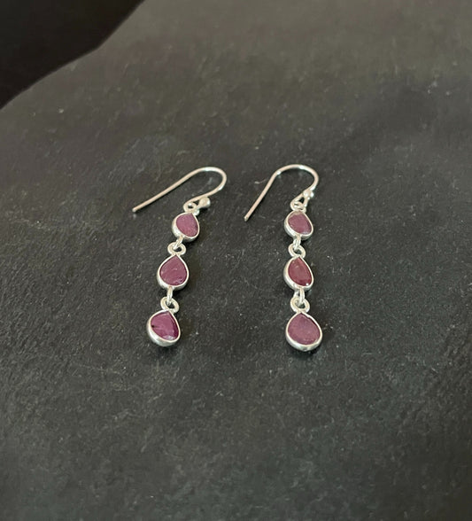Ruby and Silver Teardrop Earrings image 1