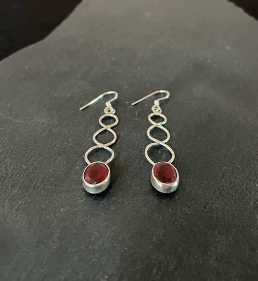 Ruby and Silver Drop Earrings image 1