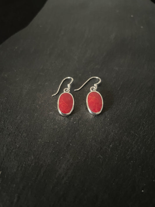Coral Oval Earrings image 1