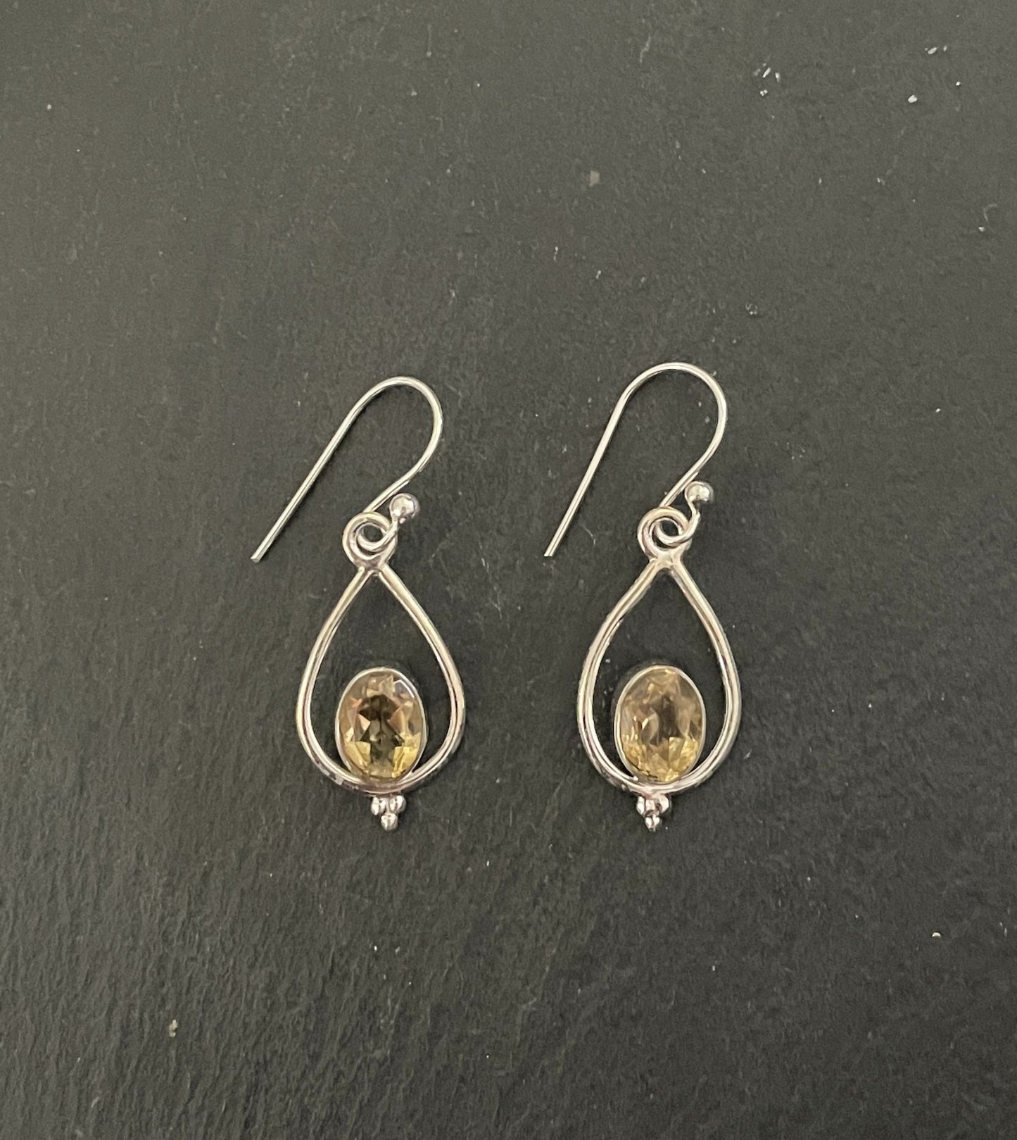 Citrine and Silver Teardrop Earrings image 0