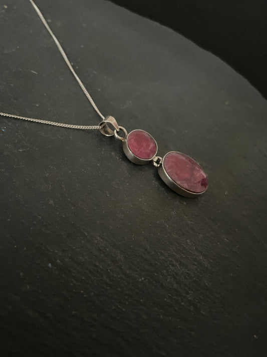 Two Stone Oval Ruby Pendant image 1