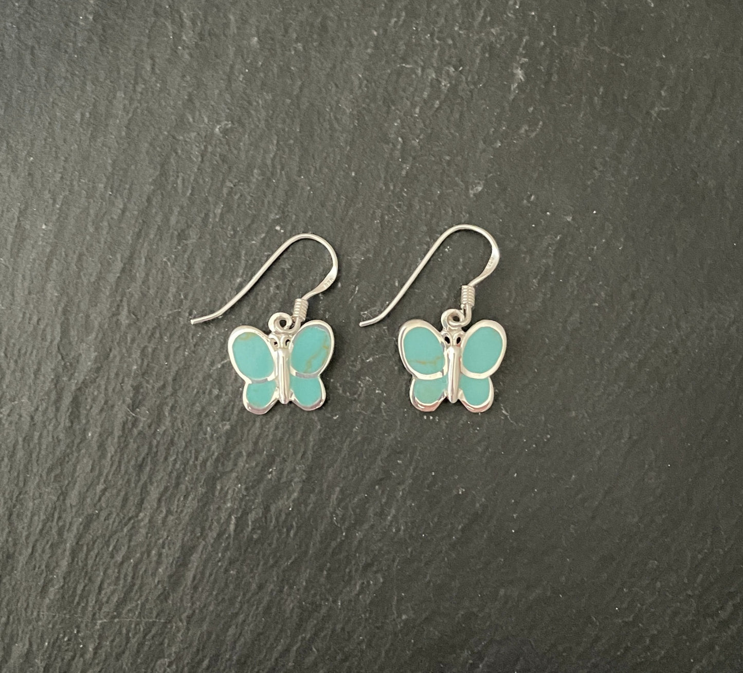 Turquoise and Silver Butterfly Earrings image 0
