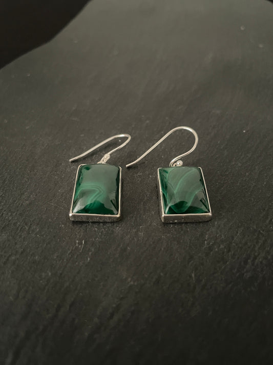 Malachite Rectangle Earrings image 1