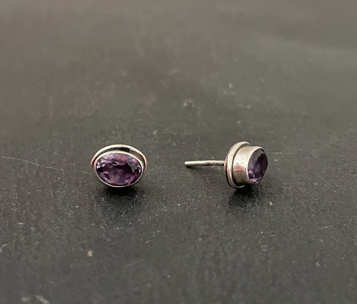 Amethyst Oval Stud Earrings image 1