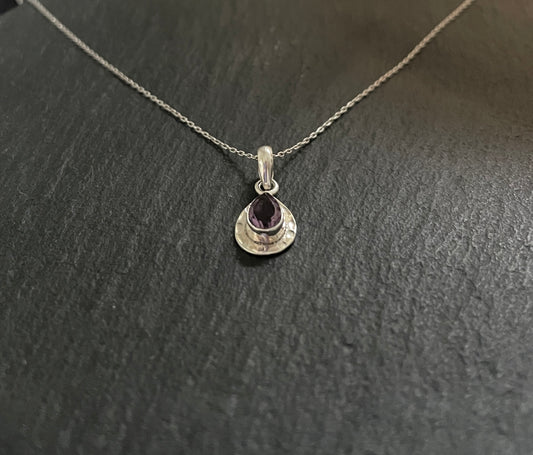 Amethyst and Silver Teardrop Pendant image 1