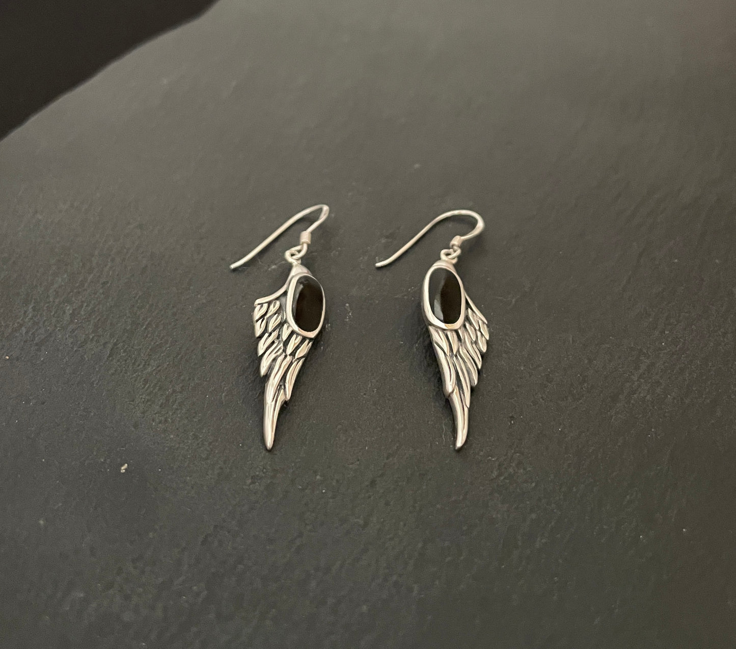 Angel Wing Black Onyx Earrings image 1