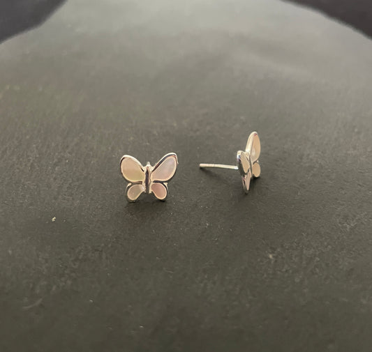 Mother of Pearl Butterfly Stud Earrings image 1