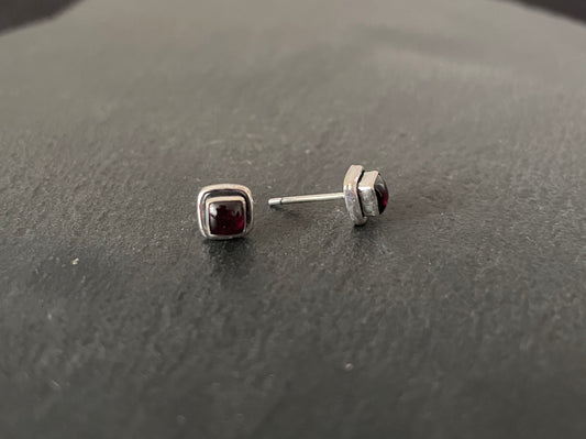 Square Garnet Stud Earrings image 1