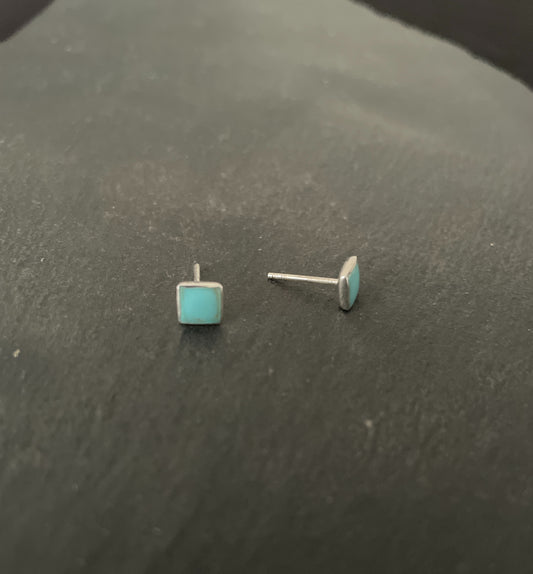 Turquoise Square Stud Earrings image 1