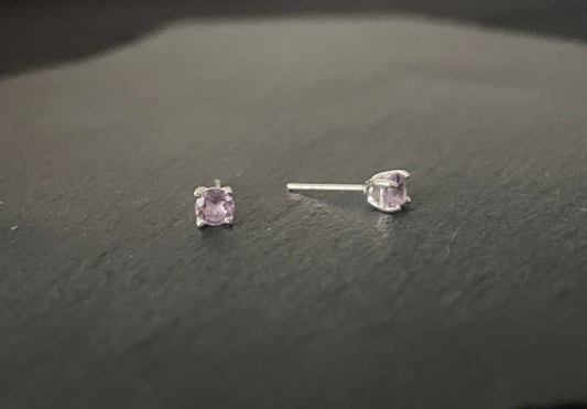 Amethyst Round Stud Earrings image 1