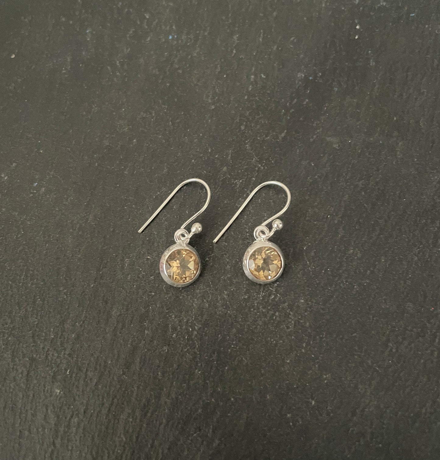 Round Citrine Drop Earrings