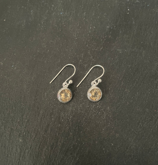 Round Citrine Drop Earrings