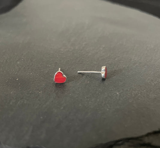 Coral Heart Stud Earrings