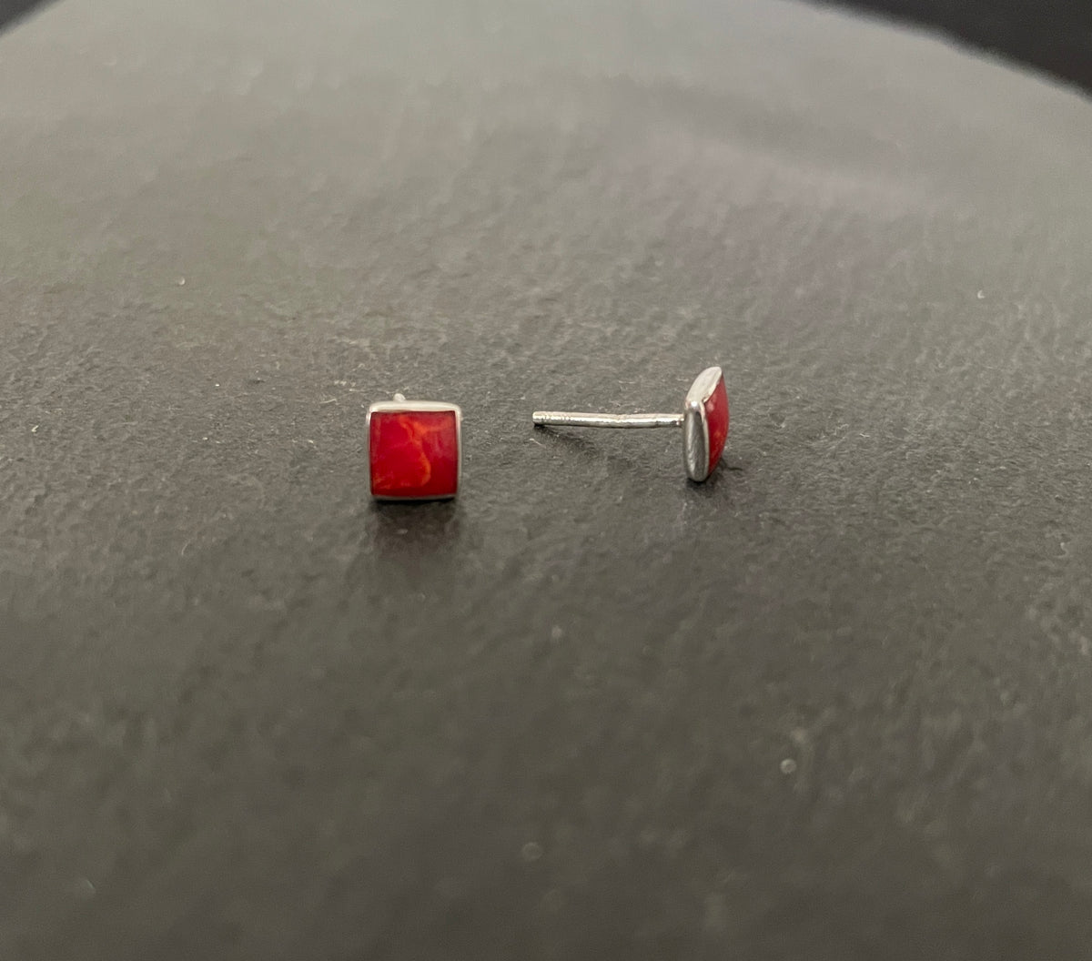 Coral Square Stud Earrings