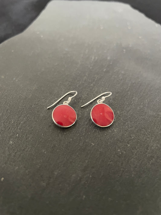 Round Coral Drop Earrings