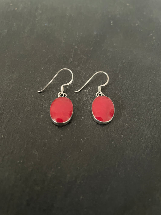 Coral Oval Earrings