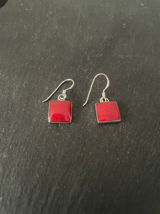 Square Coral Drop Earrings