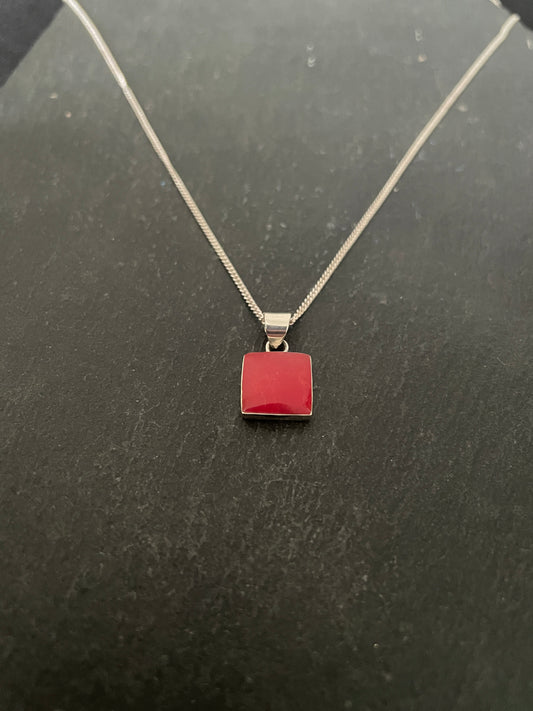 Square Coral Pendant