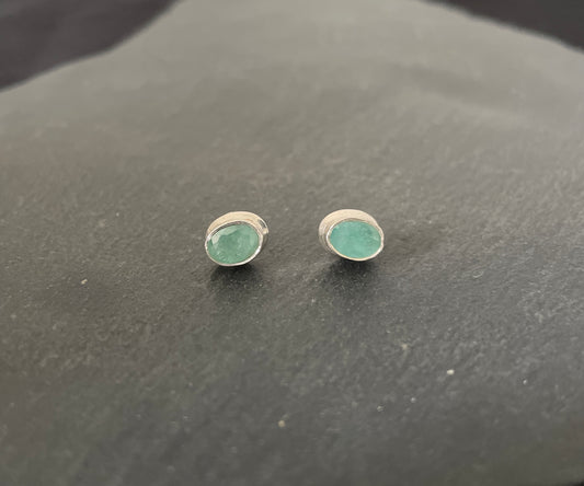 Emerald Oval Stud Earrings
