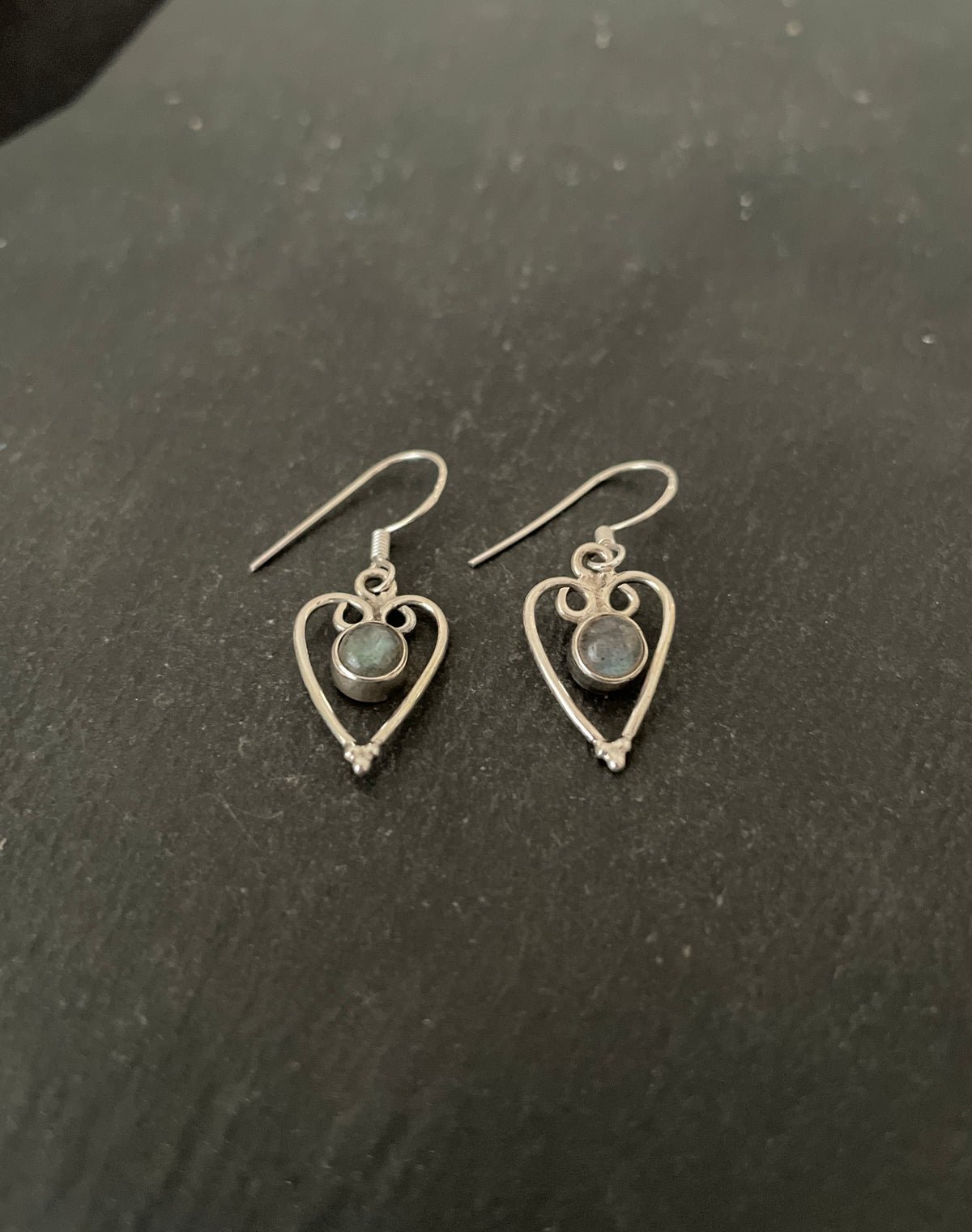 Labradorite Heart Earrings