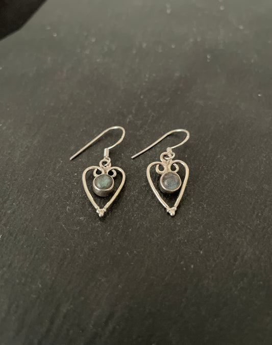 Labradorite Heart Earrings