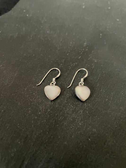Mother Of Pearl Heart Earrings