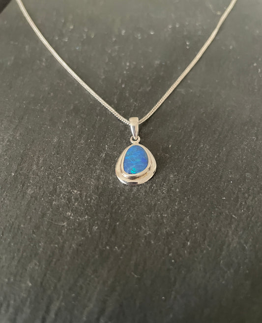 Fire Opal and Silver Pendant