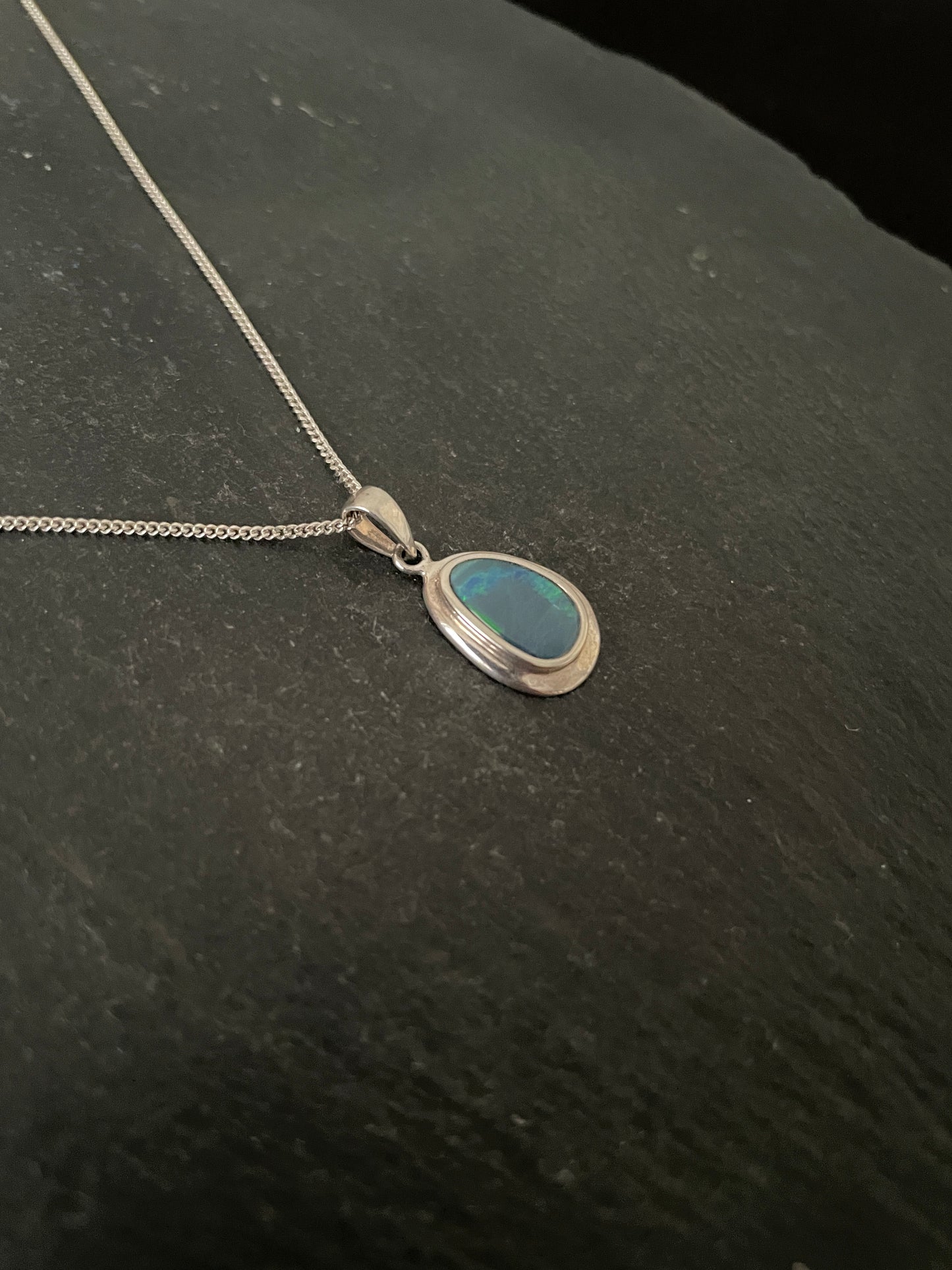 Fire Opal and Silver Pendant