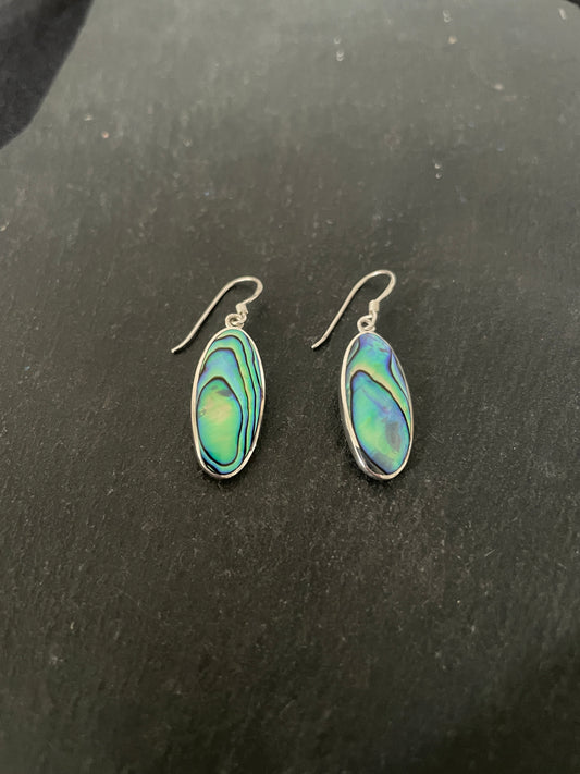 Long Oval Paua Shell Earrings