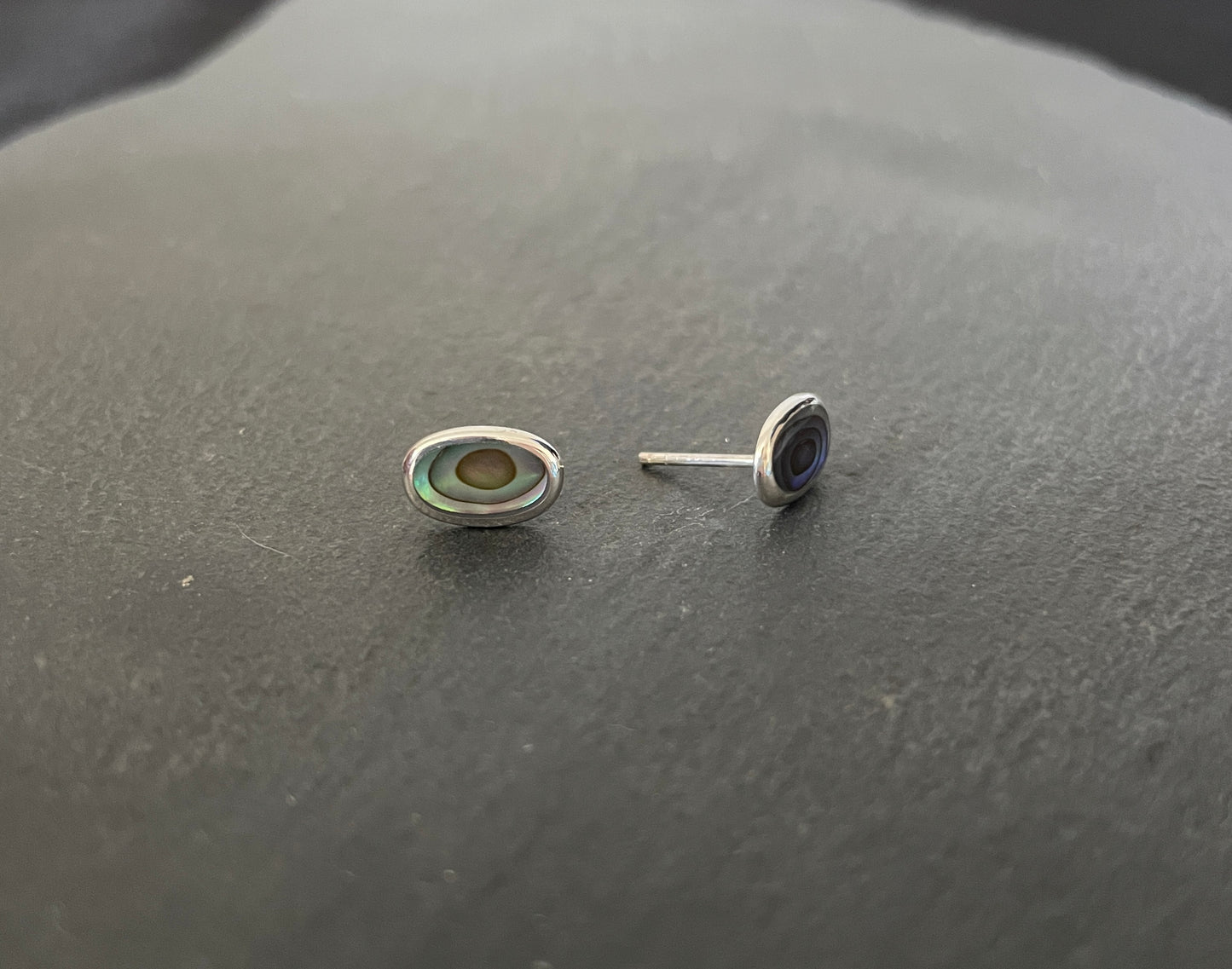 Paua Shell and Silver Oval Studs
