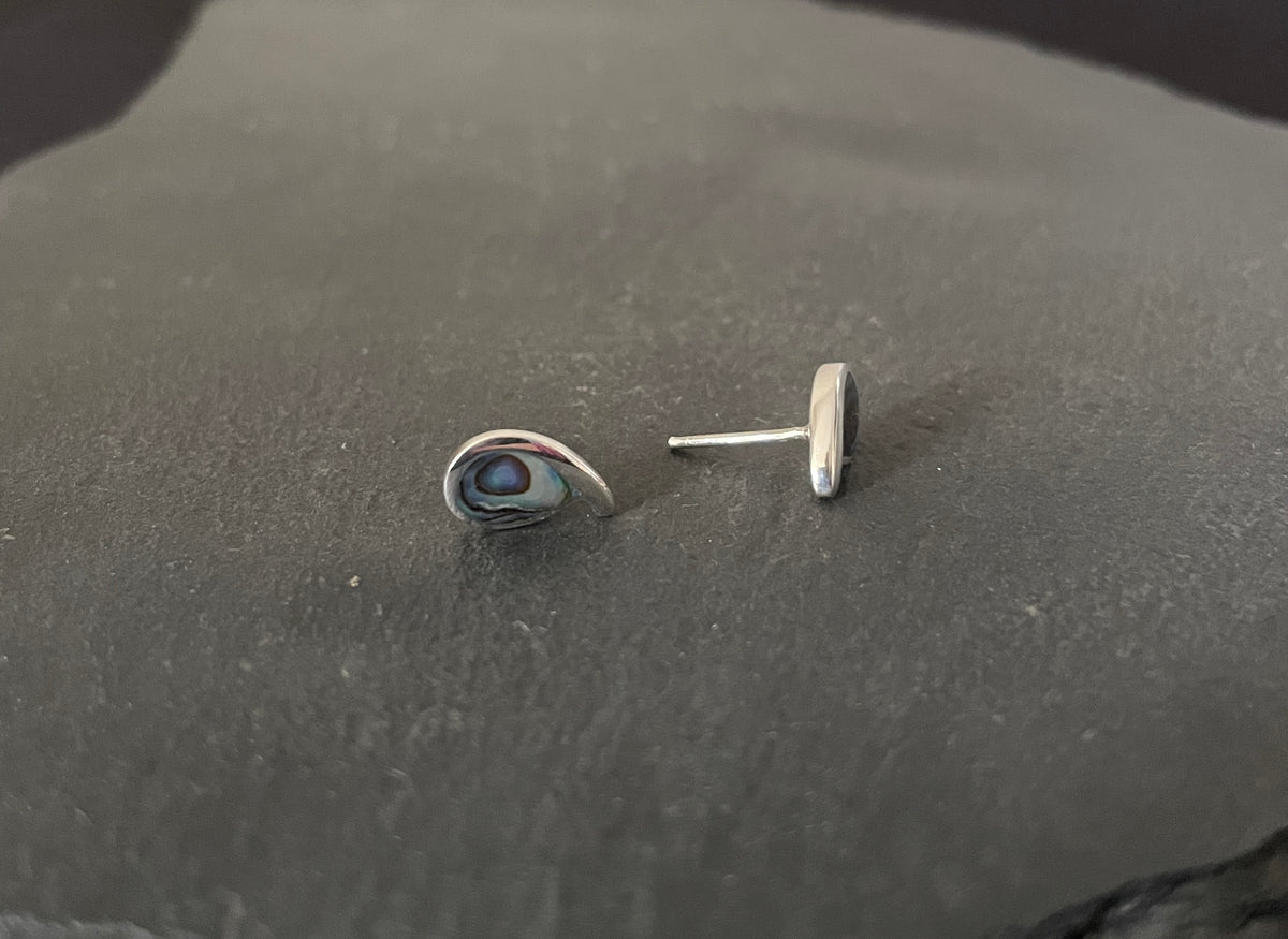 Paua Shell and Silver Teardrop Studs