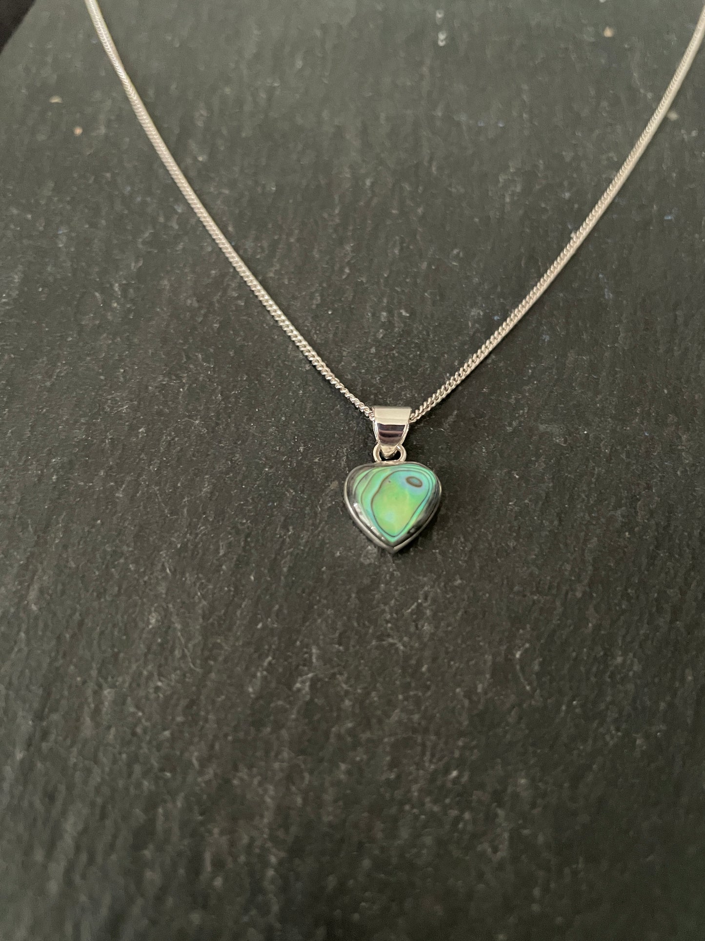 Heart Paua Shell and Silver Pendant