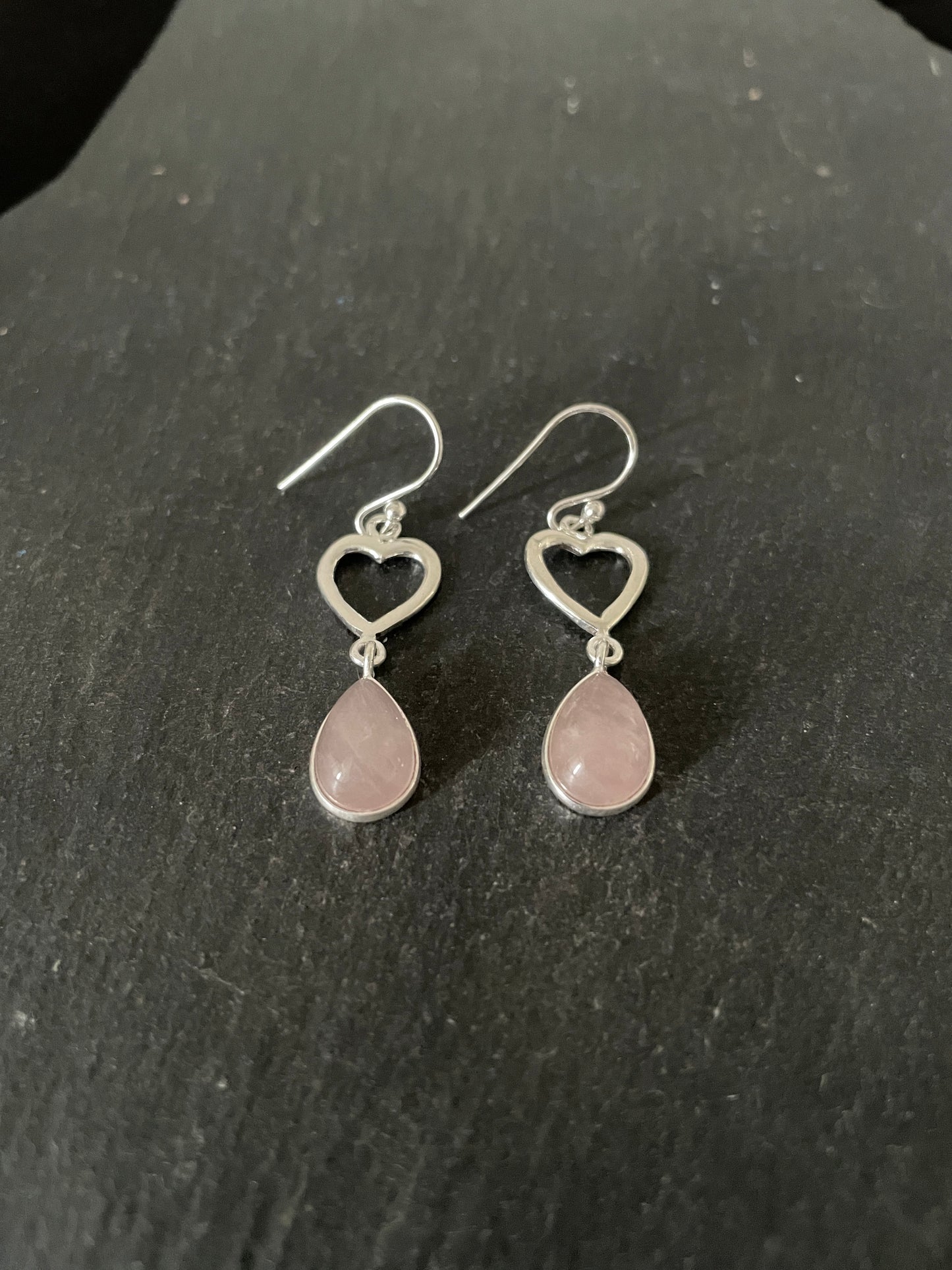 Rose Quartz Heart Earrings