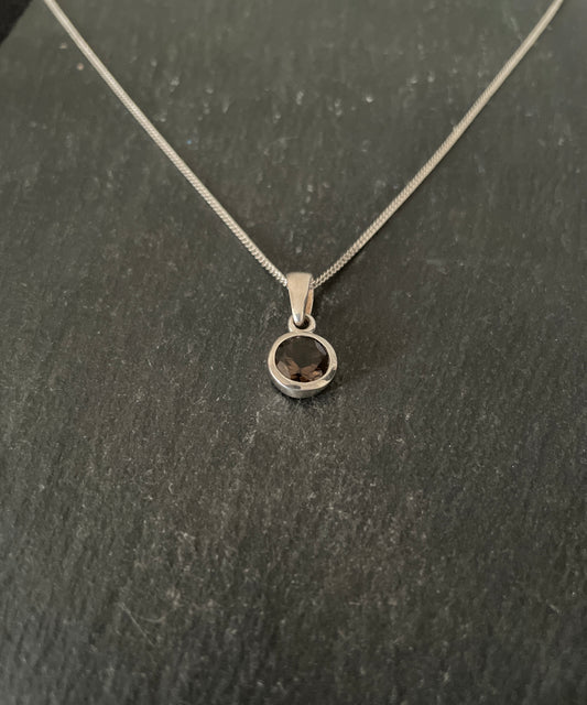 Smokey Quartz and Silver Pendant