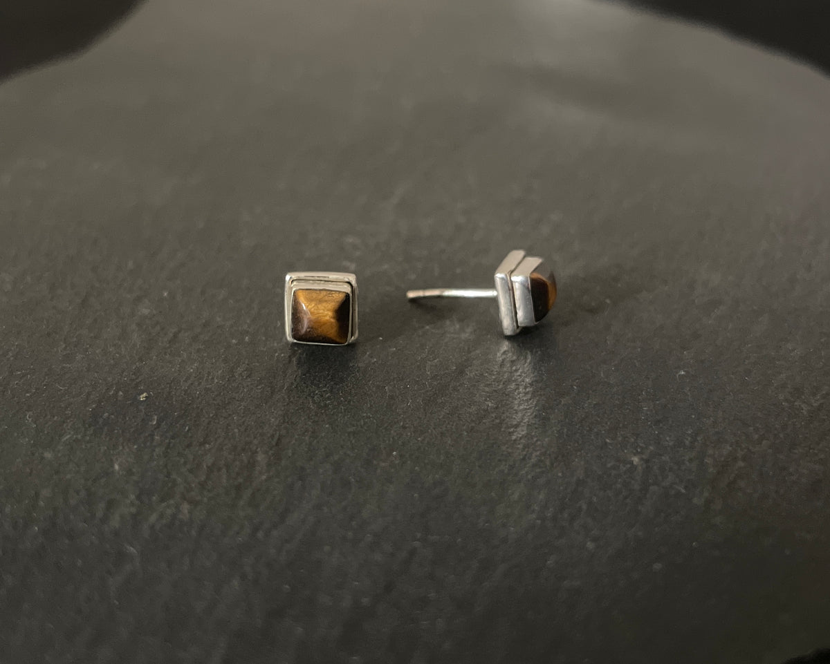 Tiger's Eye Square Studs