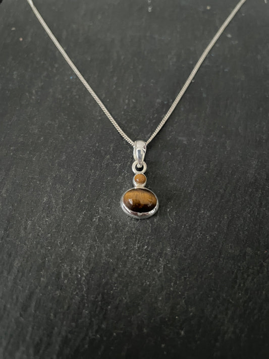 Tiger's Eye and Silver Pendant