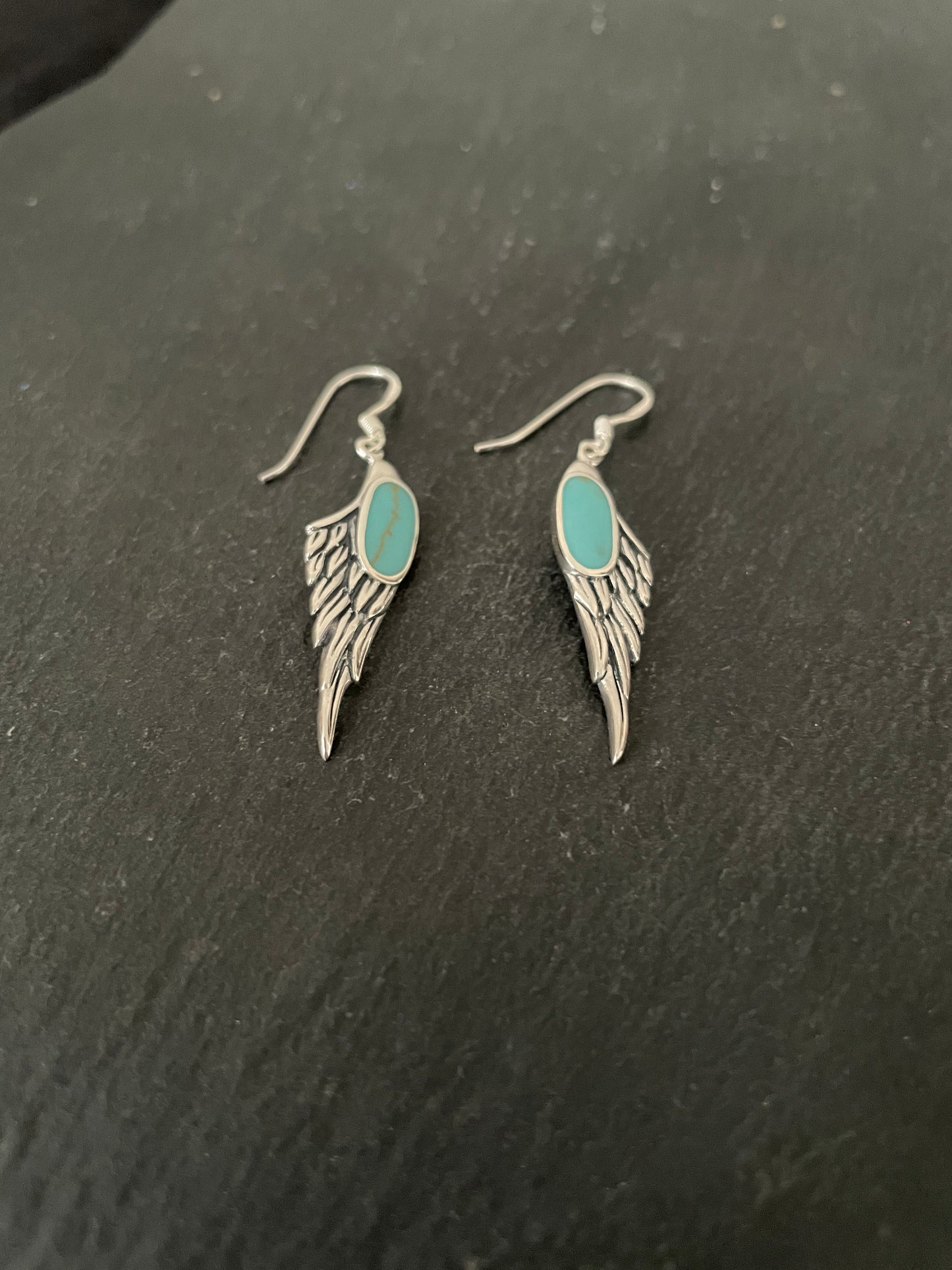 Turquoise and Silver Angel Wing Earrings