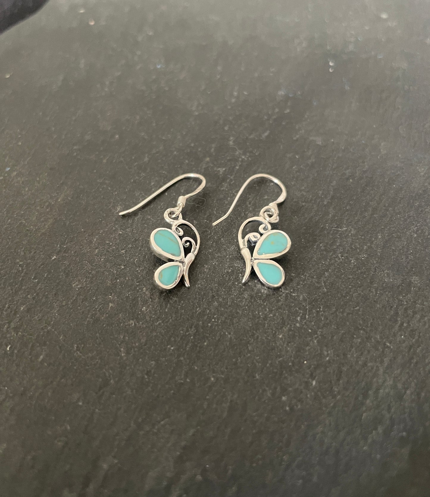 Butterfly Turquoise and Silver Earrings