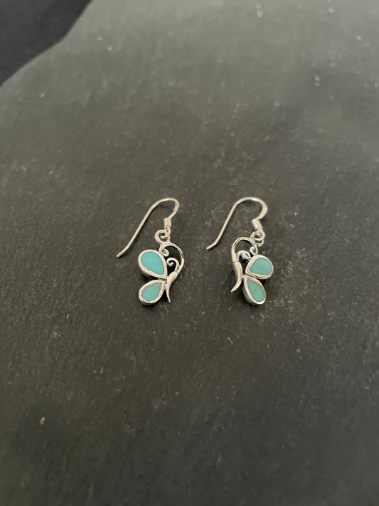 Butterfly Turquoise and Silver Earrings
