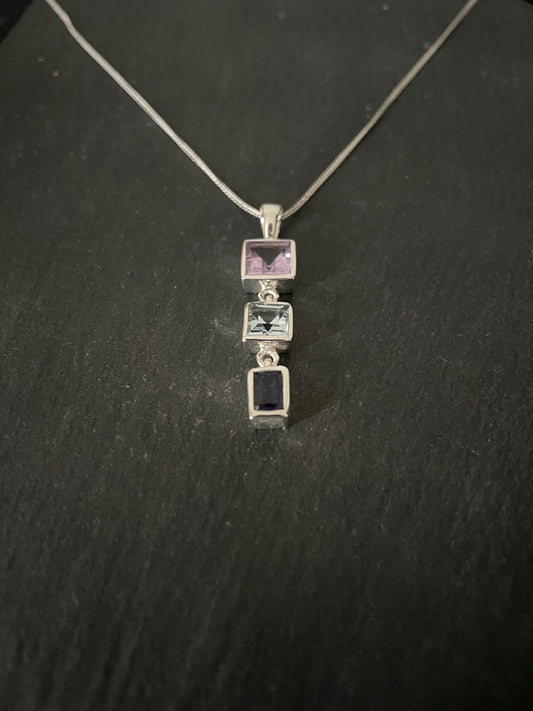 Amethyst, Blue Topaz and Iolite Pendant image 1