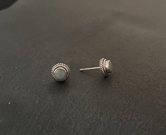 Round Emerald Stud Earrings image 1